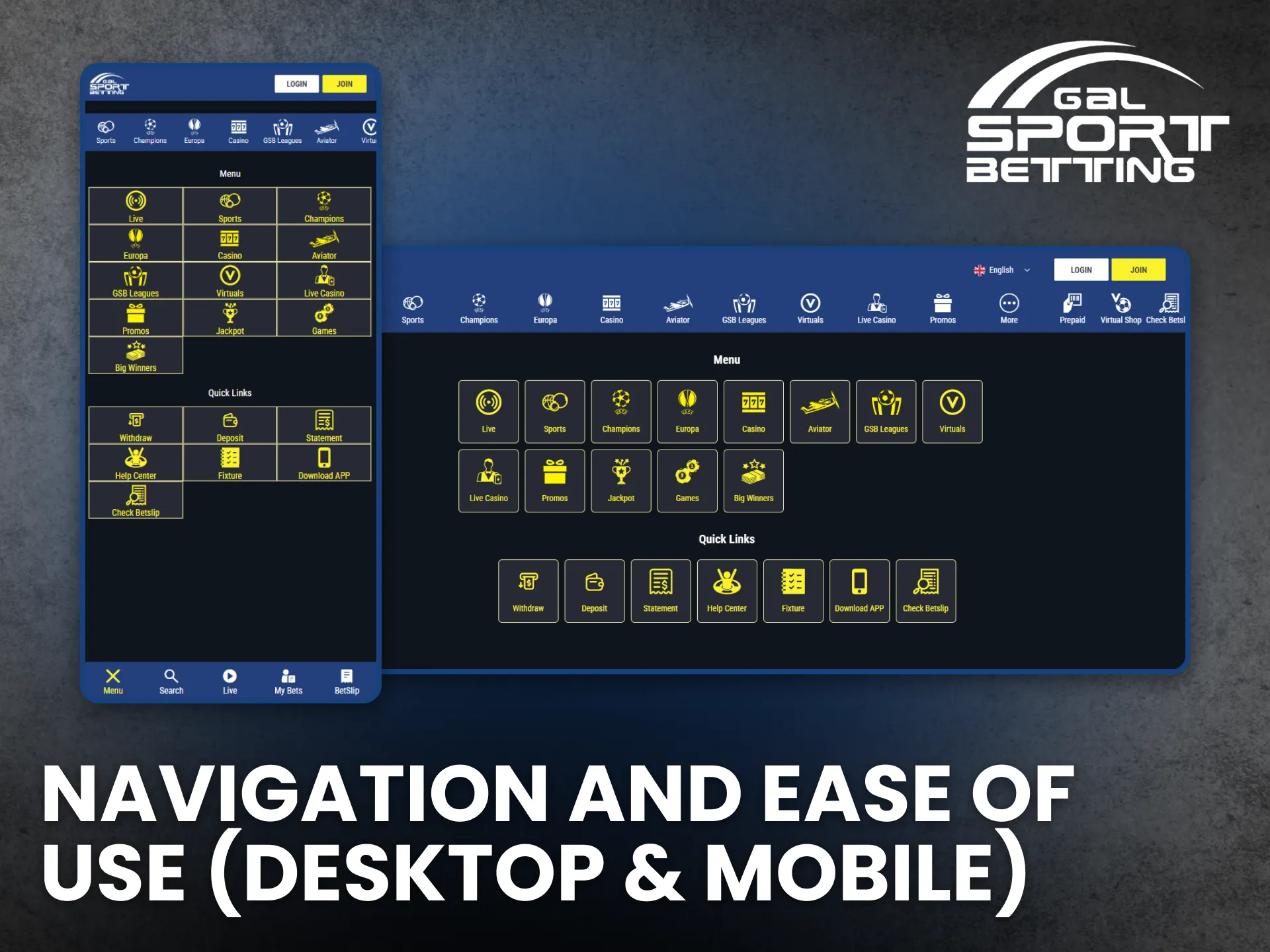 Gal Sport Betting ensures easy navigation on desktop and mobile.