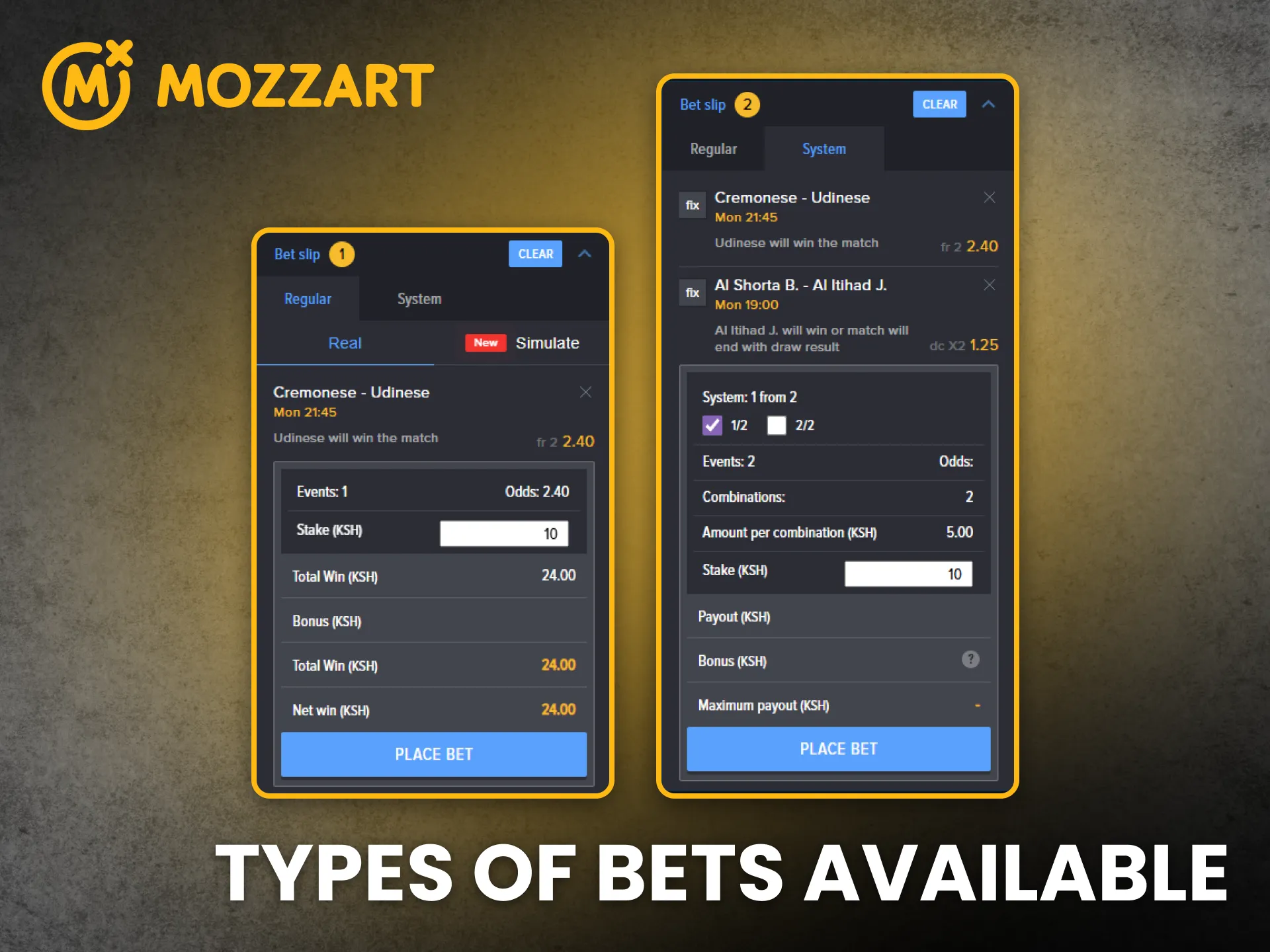 MozzartBet offers various betting types to suit every Kenyan player.