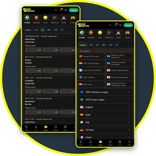 Use the user-friendly interface to bet easily on the Parimatch app.