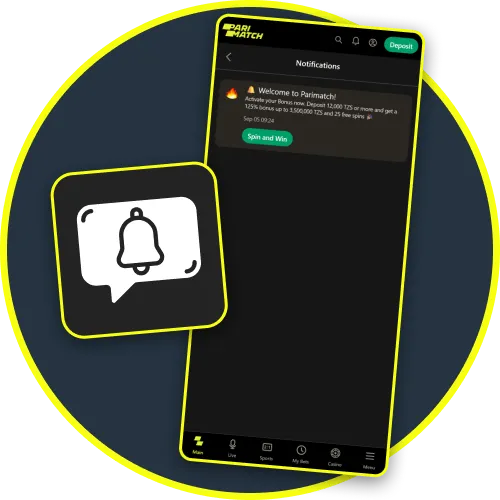 Receive tailored notifications for promotions using the Parimatch app.