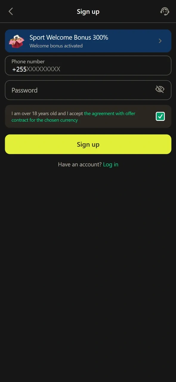Log in or create a new account to begin placing bets using iOS Parimatch.
