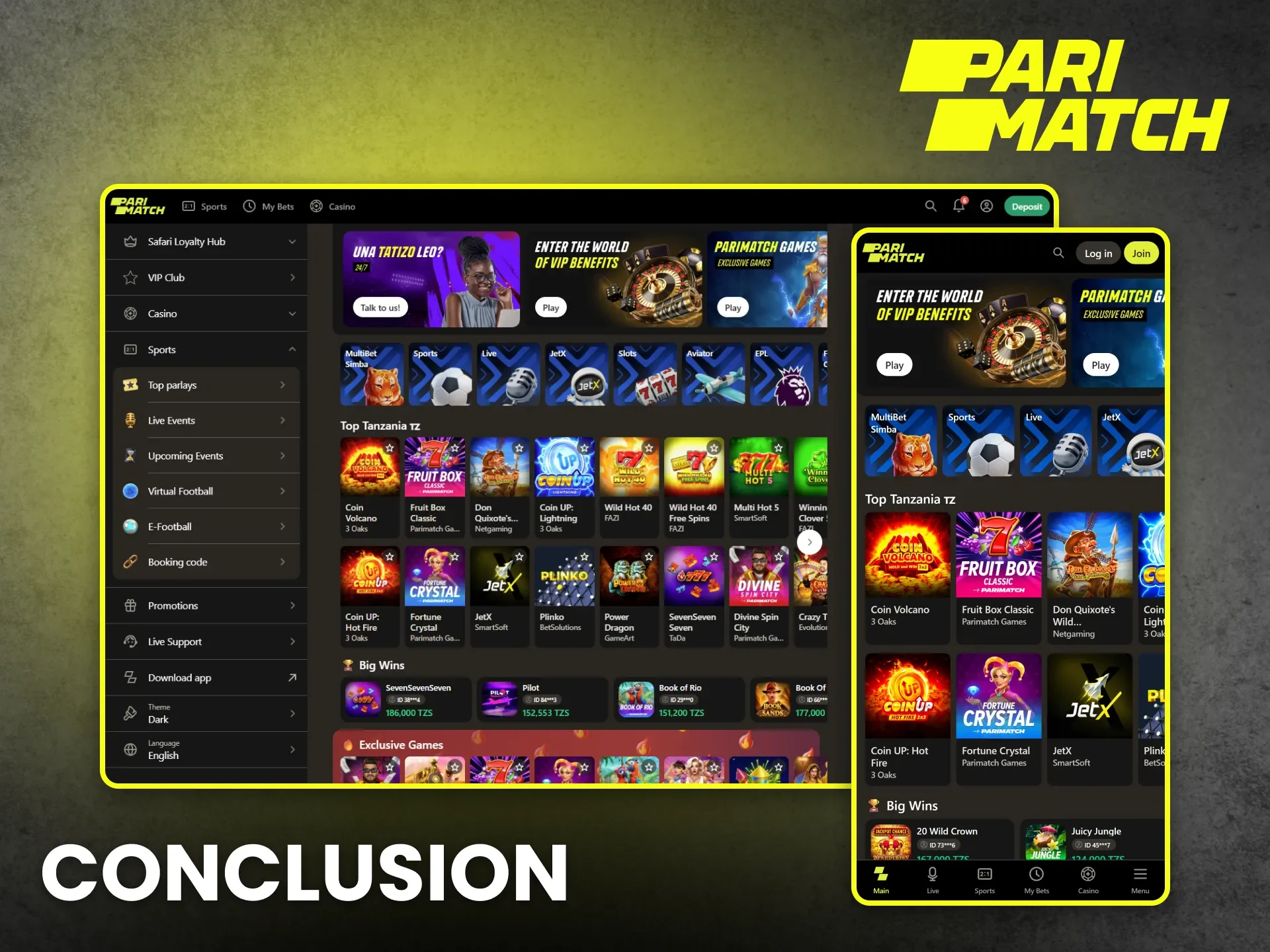 See the final assessment and conclusion of the Parimatch betting experience.