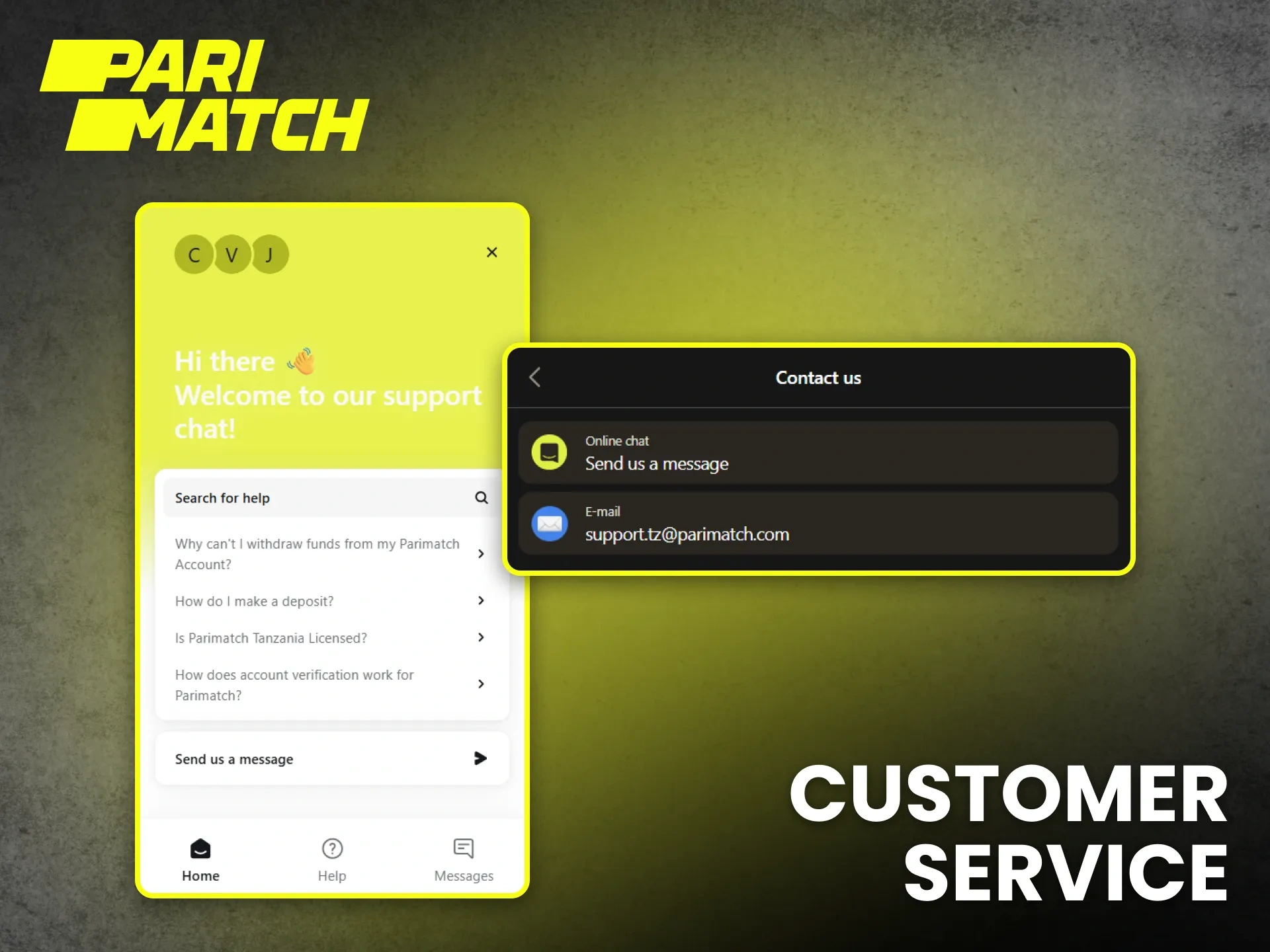 Access support by contacting customer service from the Parimatch team.