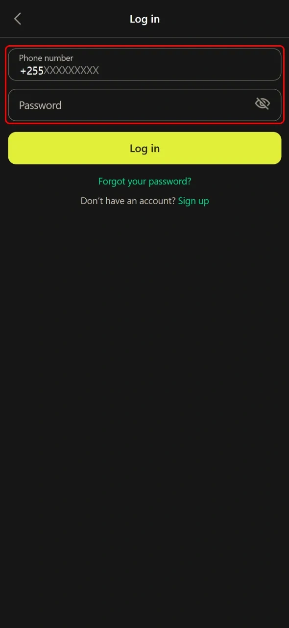 Enter your credentials and password on the Parimatch login form.