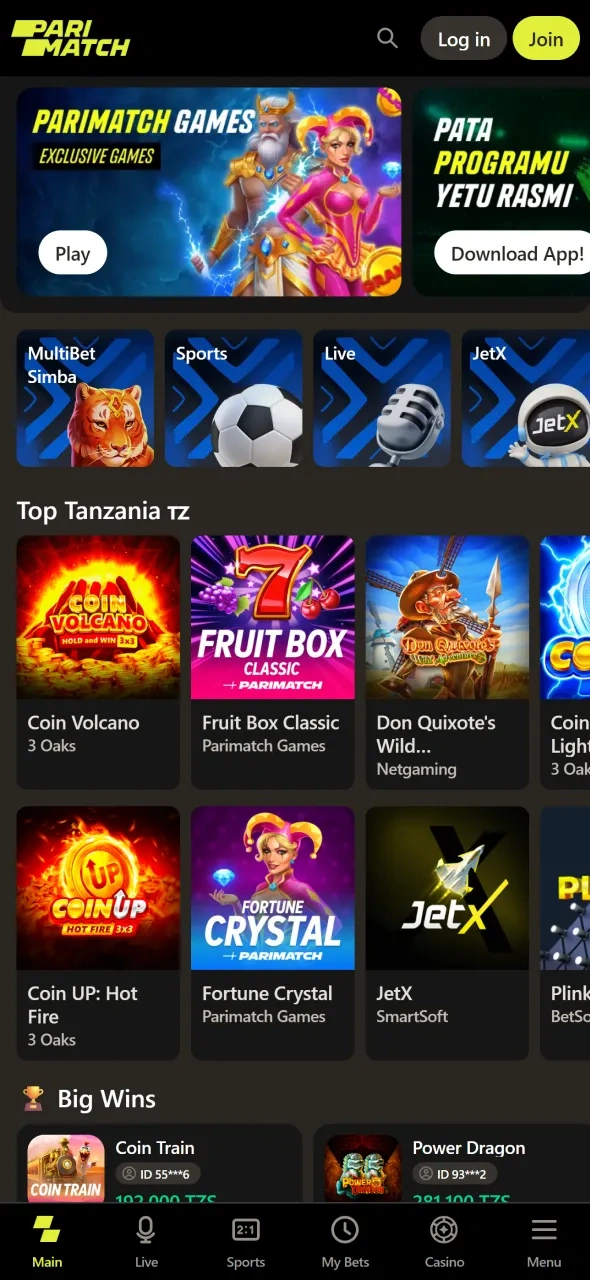 Visit the Parimatch website or open the mobile app to begin your login.