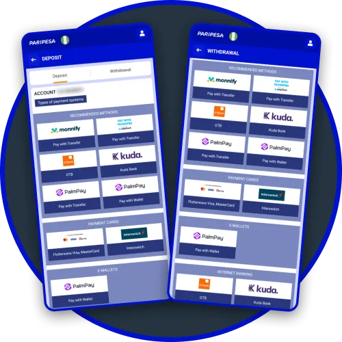 Make instant deposits and withdrawals using the Paripesa app.