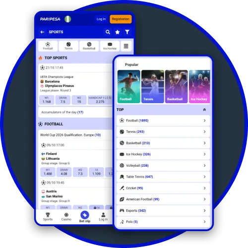 The Paripesa app offers access to all sports and markets.