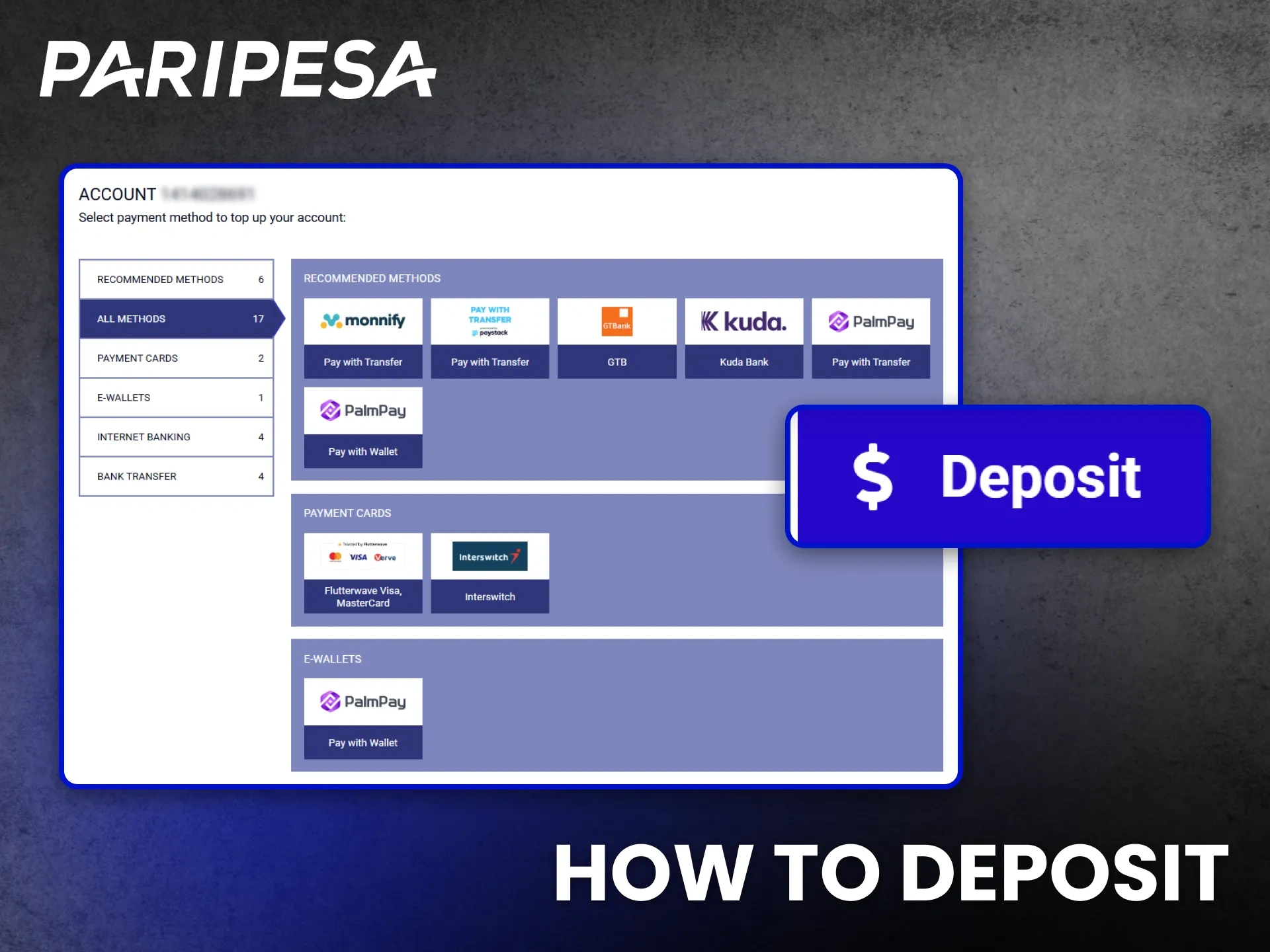 See how to deposit at Paripesa Nigeria and fund your account easily.
