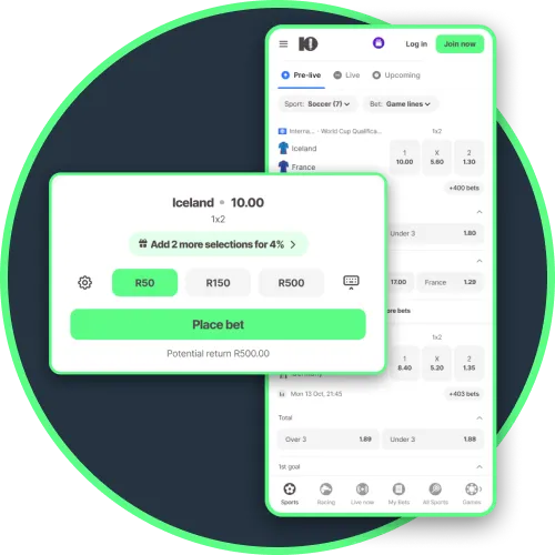 Control your stake using the cash out option on the 10bet app.