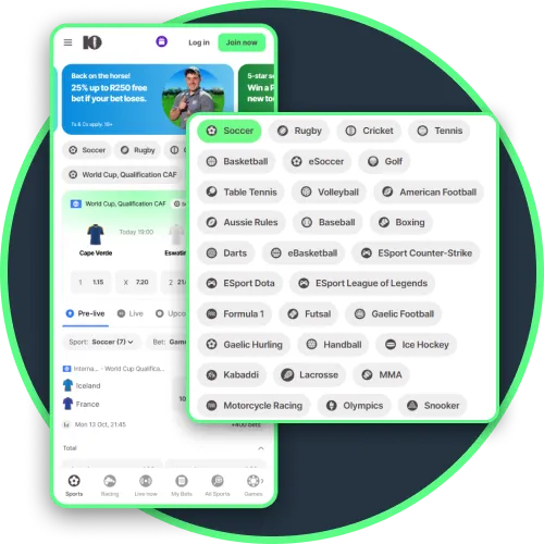 Find any game with comprehensive sports coverage on the 10bet app.