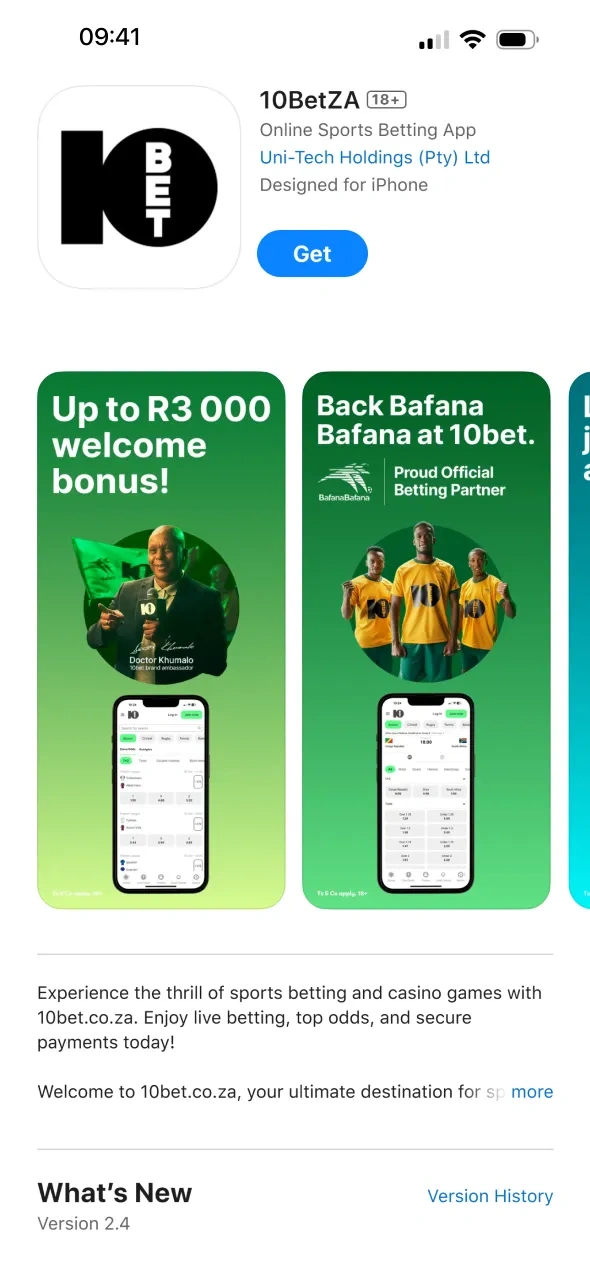Select the 10bet App to install on iOS device.