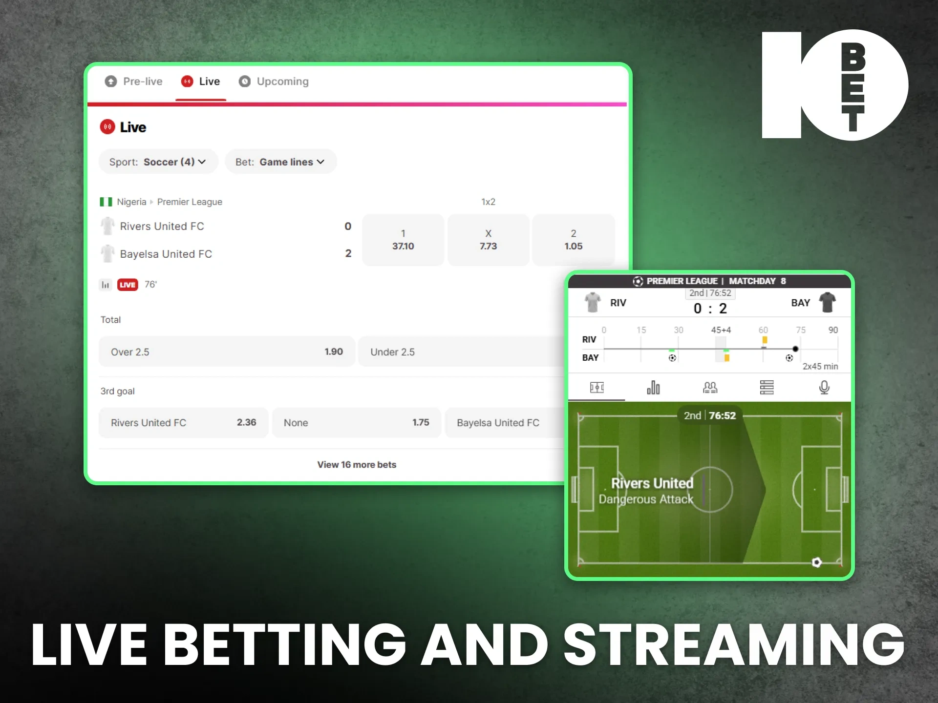 Place wagers on ongoing events with live betting and streaming at 10bet.