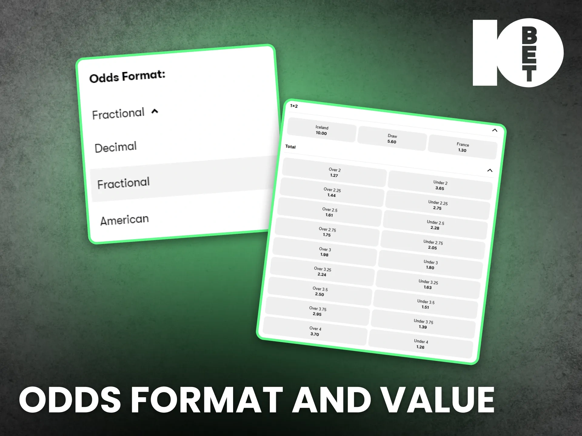 Compare the odds format and value offered by 10bet for top payouts.