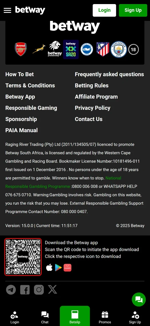 Use your Android to scan the QR code and get the Betway APK file.
