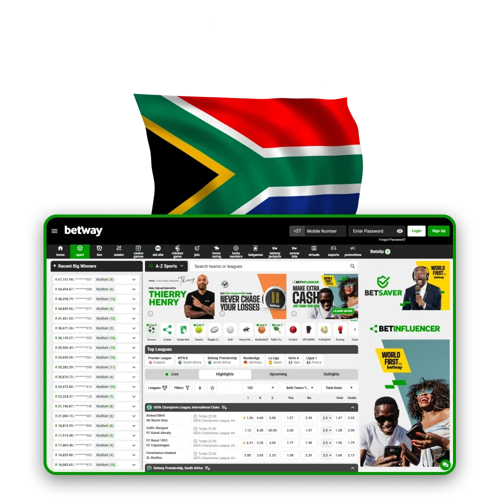 Start your journey on the Betway South Africa platform and find winning opportunities.