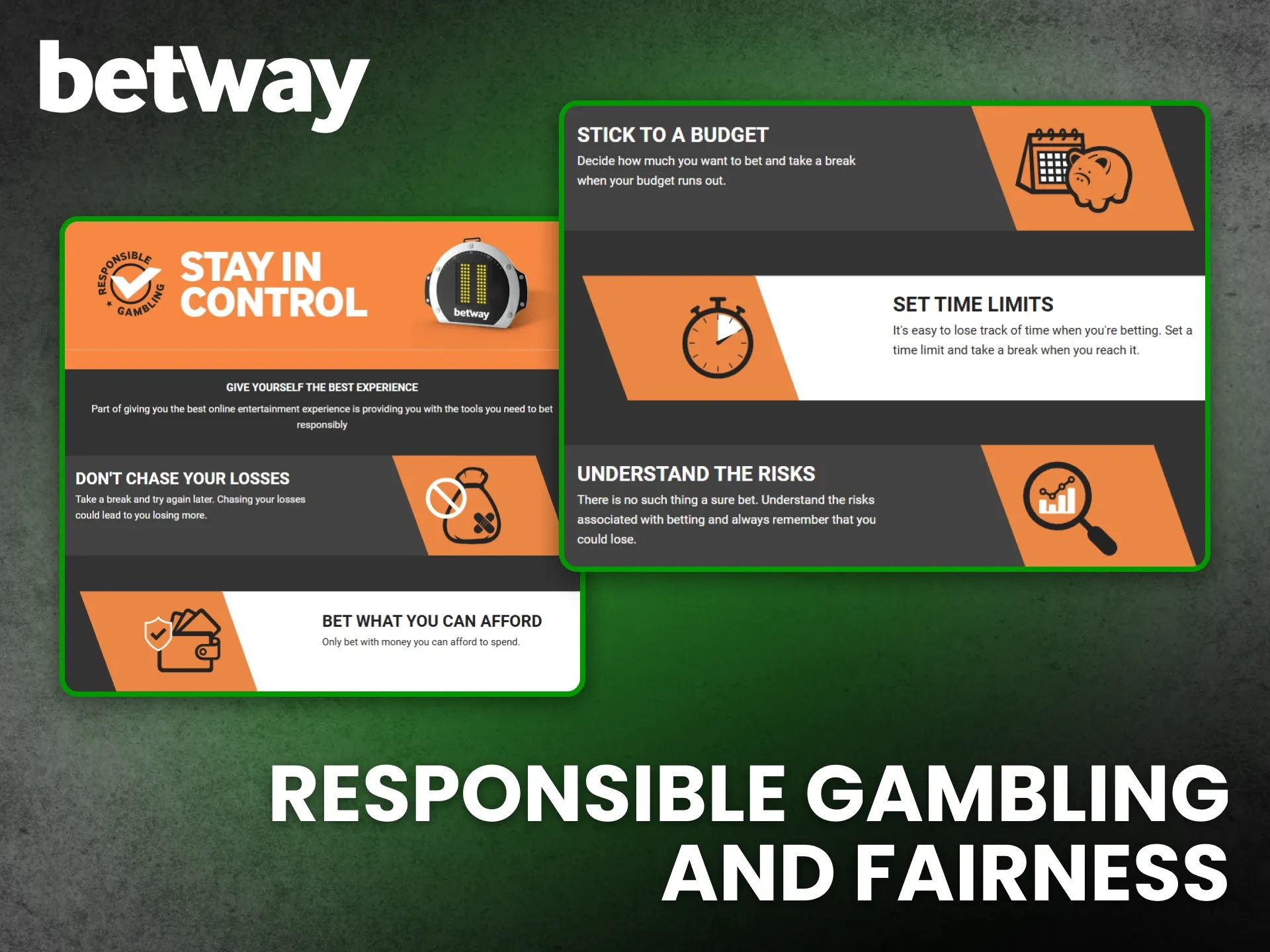 Discover the strong responsible gambling and fairness commitment from Betway.