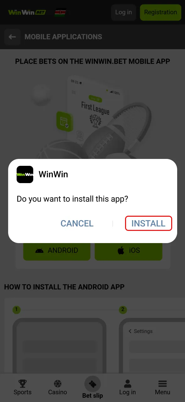Install the WinWin Android app and enjoy instant betting access.