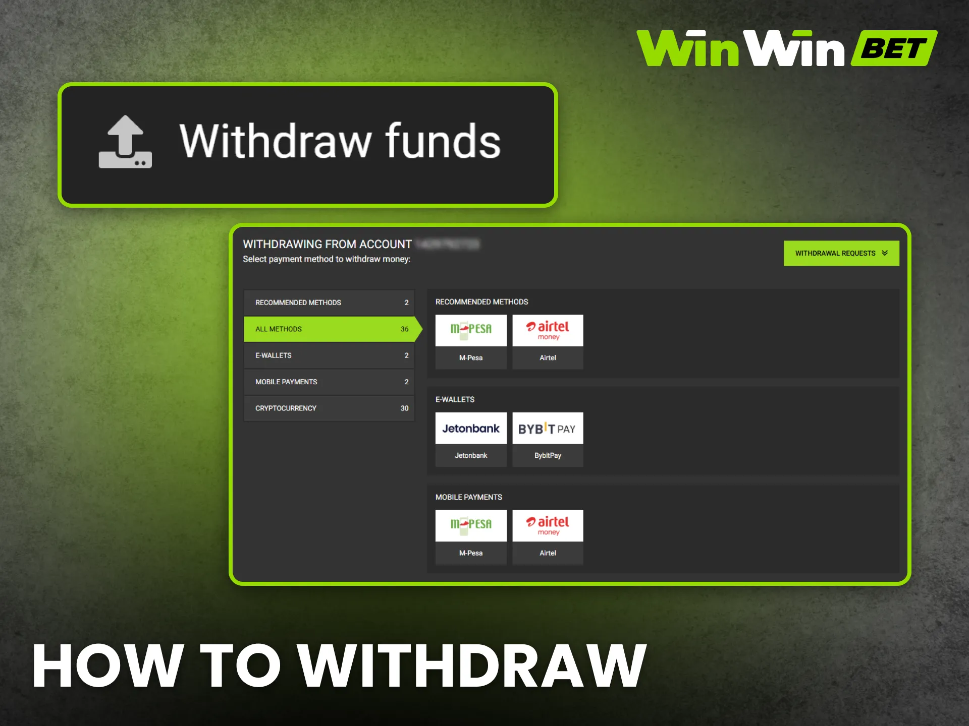 Withdraw your winnings safely from WinWin Kenya in just a few clicks.