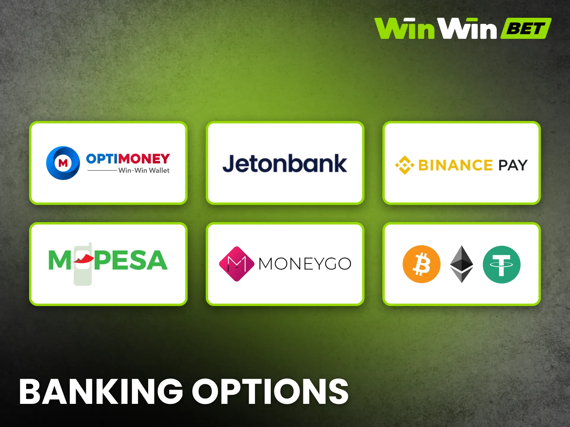 WinWin supports various banking options for safe and easy transactions.