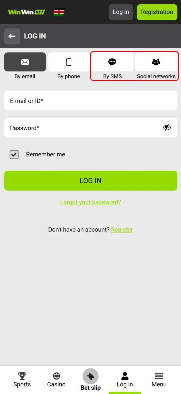 Log in to WinWin using your social media account for quick access.