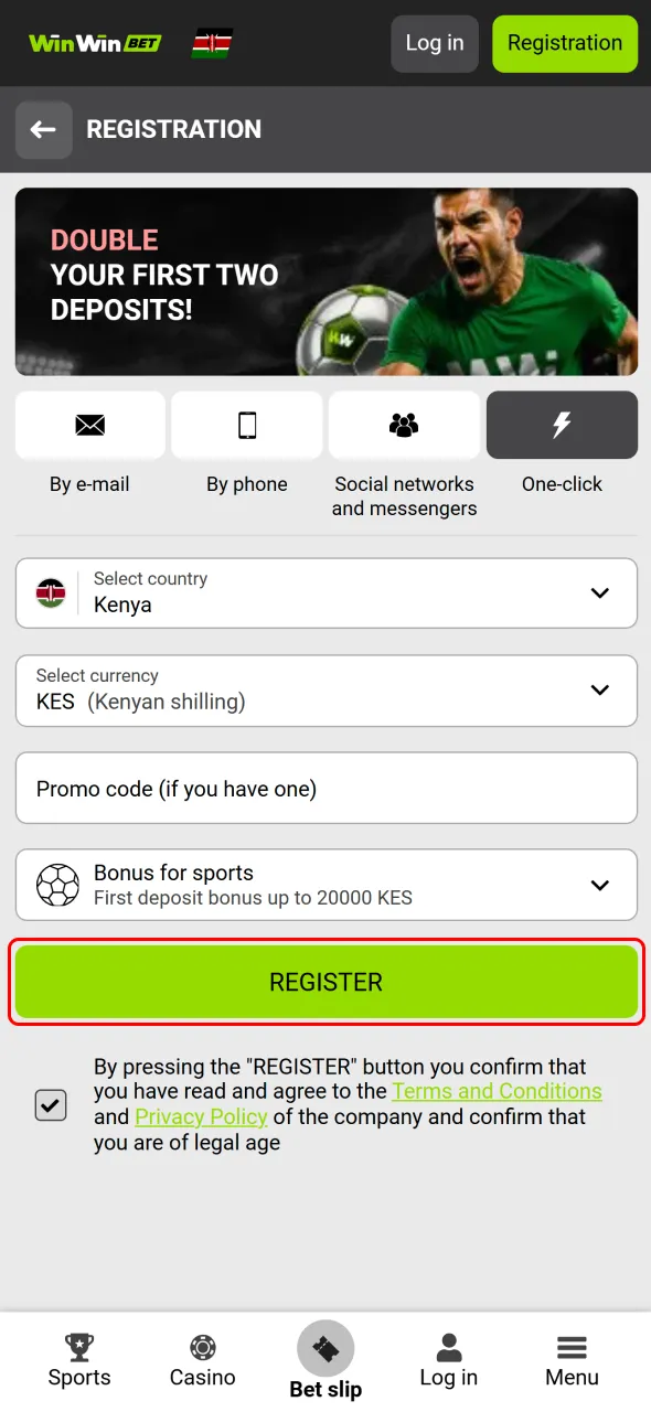 Click the register button on WinWin and unlock exciting betting options.