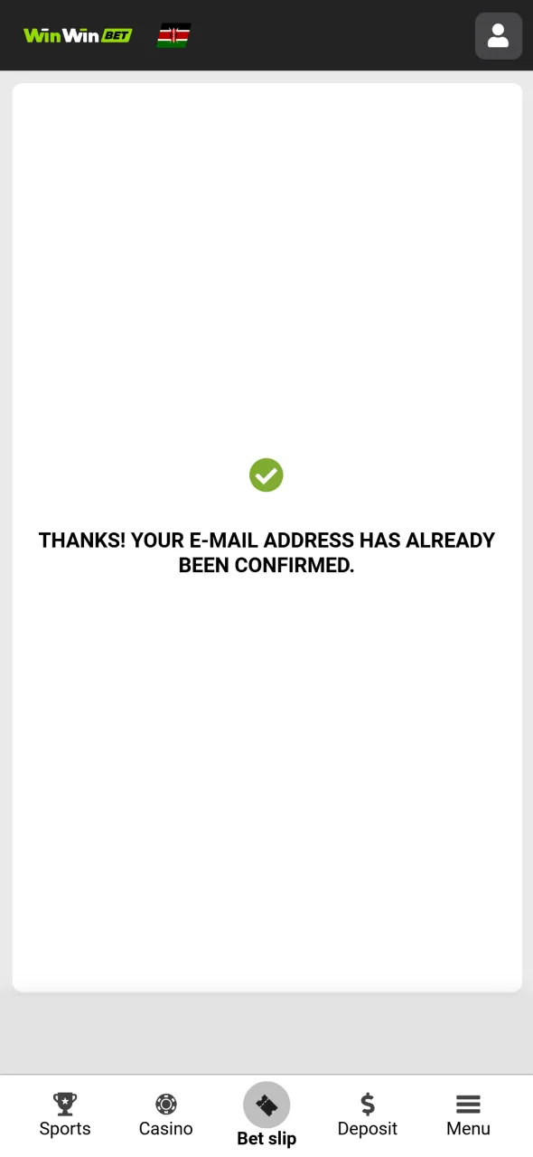 Confirm your details to finish WinWin sign-up and join the action.