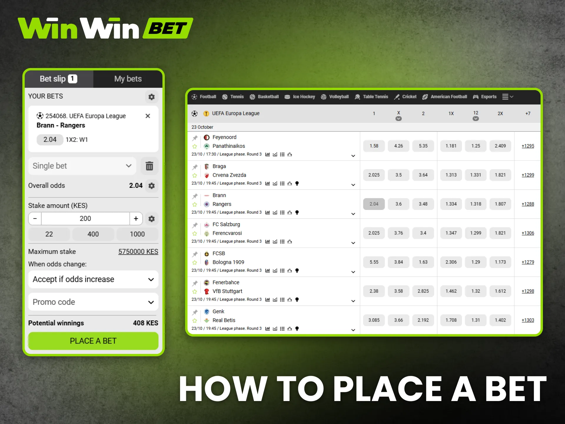 Placing bets on WinWin is quick and enjoyable for every Kenyan player.