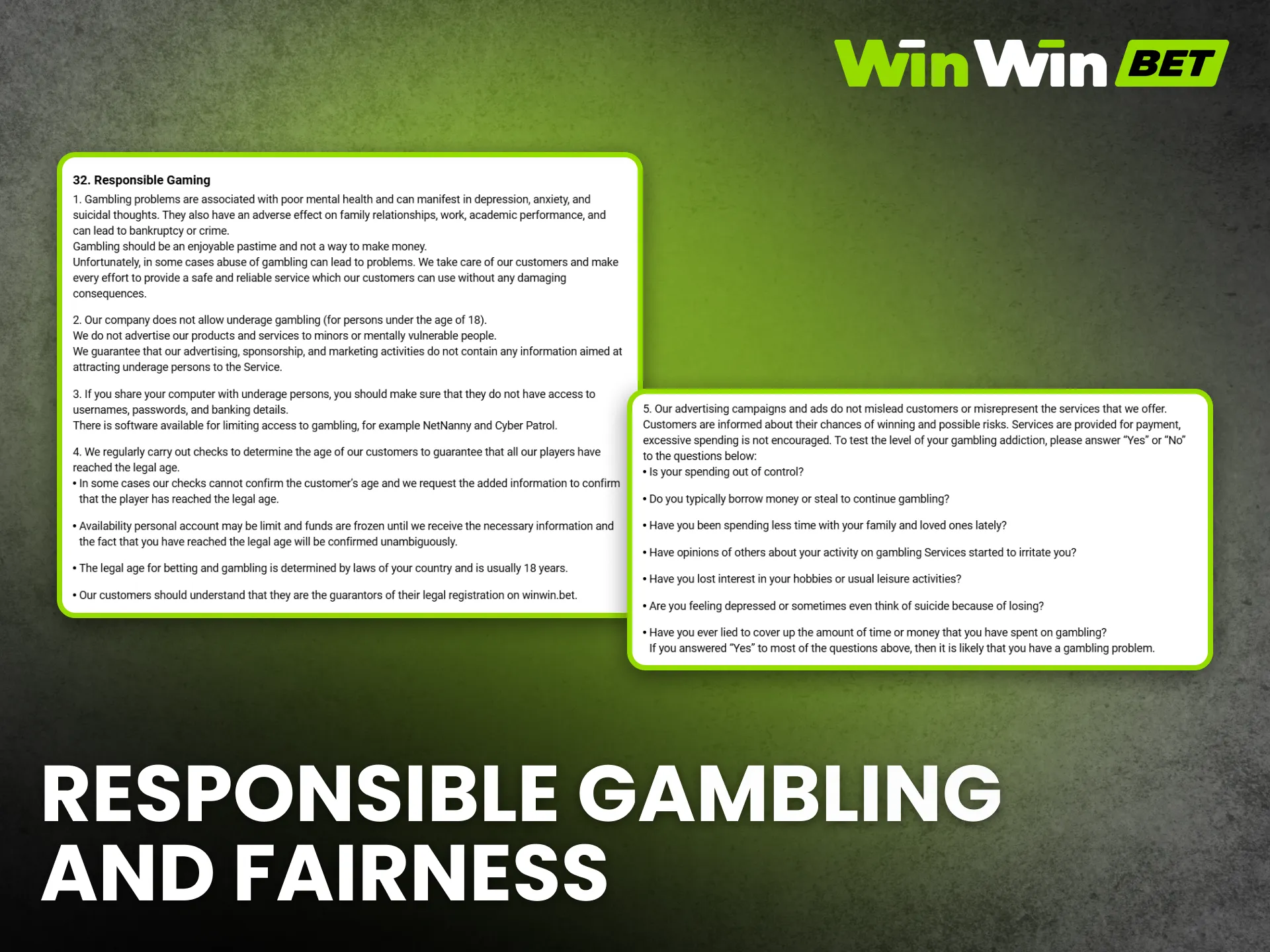 WinWin promotes responsible gambling and ensures fairness for all users.