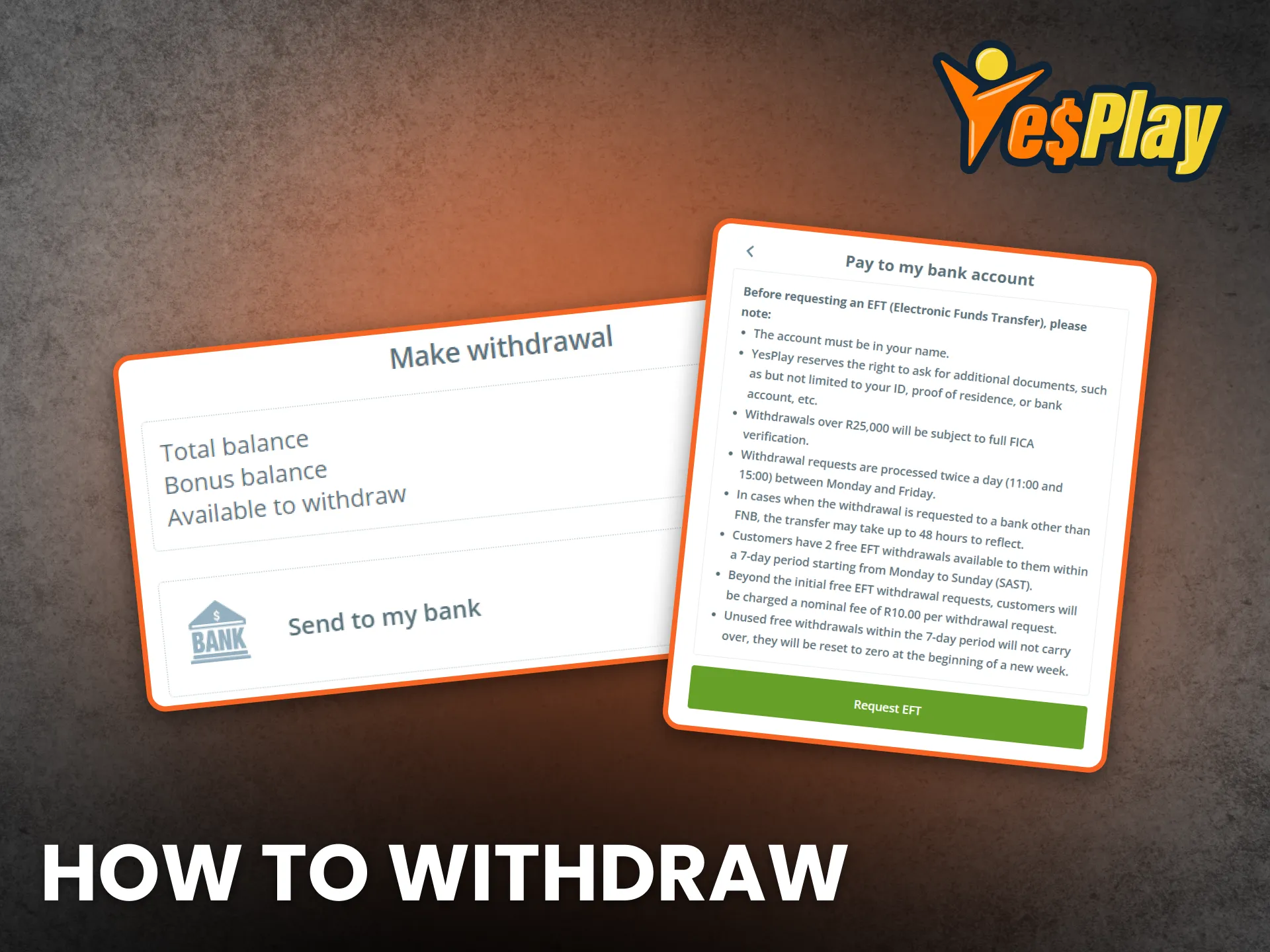 Withdraw your winnings safely from YesPlay South Africa platform.