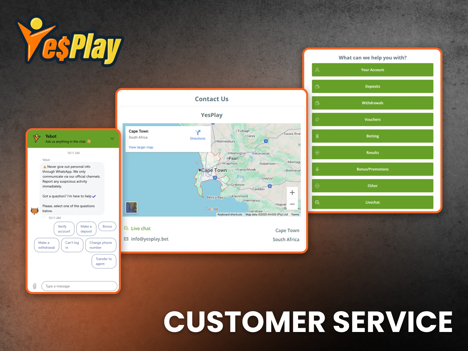 Reach YesPlay South Africa support for quick and reliable help.