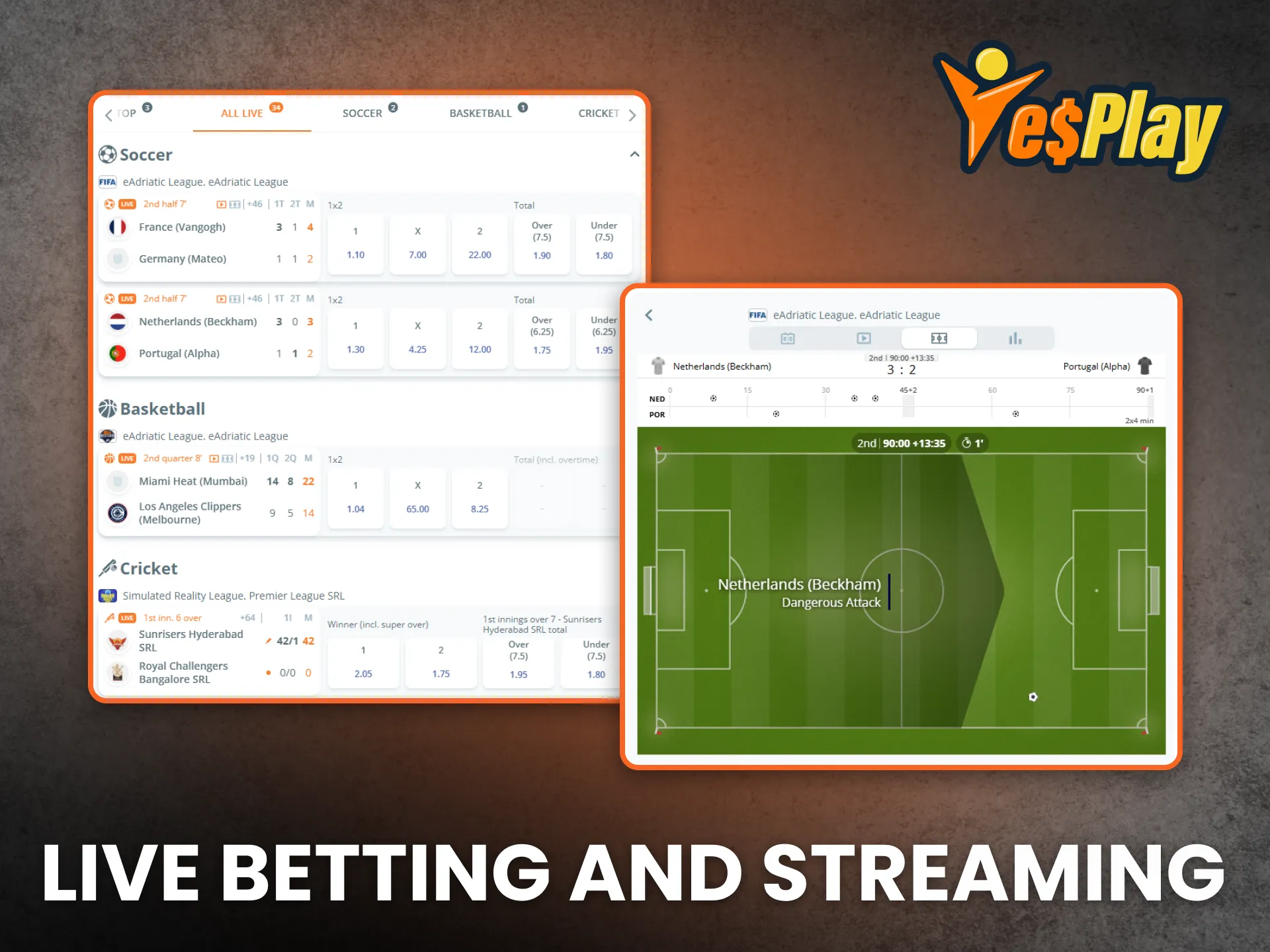 Experience live betting and streaming with YesPlay South Africa.
