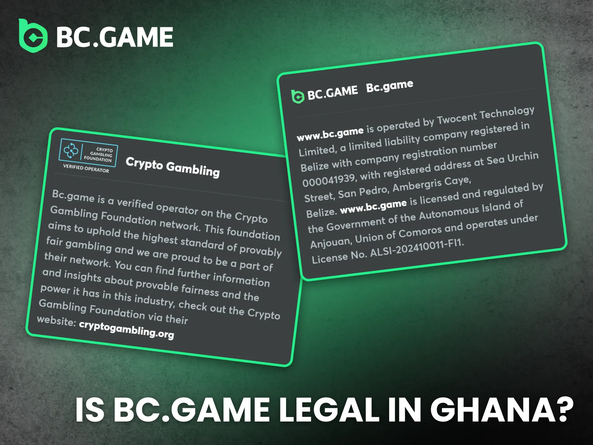 BC Game in Ghana operates under legal and regulated conditions.