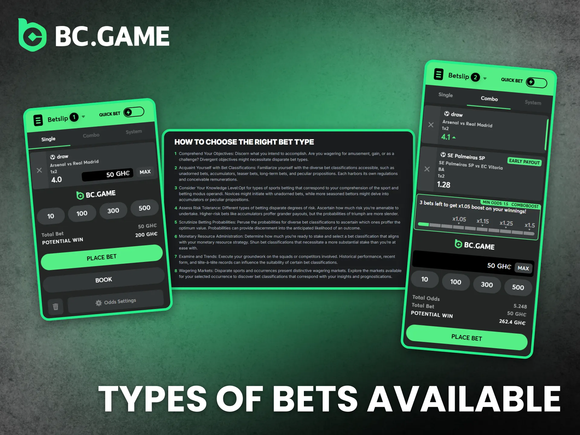 BC Game provides varied bet types for engaged Ghana users.