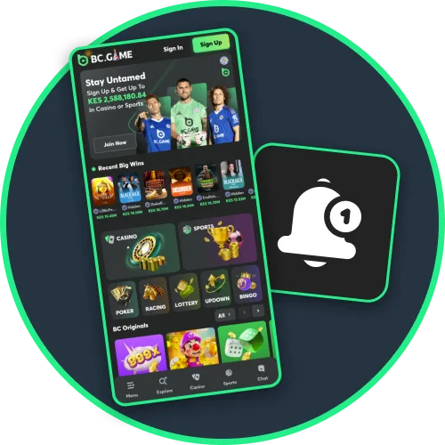 Kenya players get BC Game app notifications for settled bets and promos.