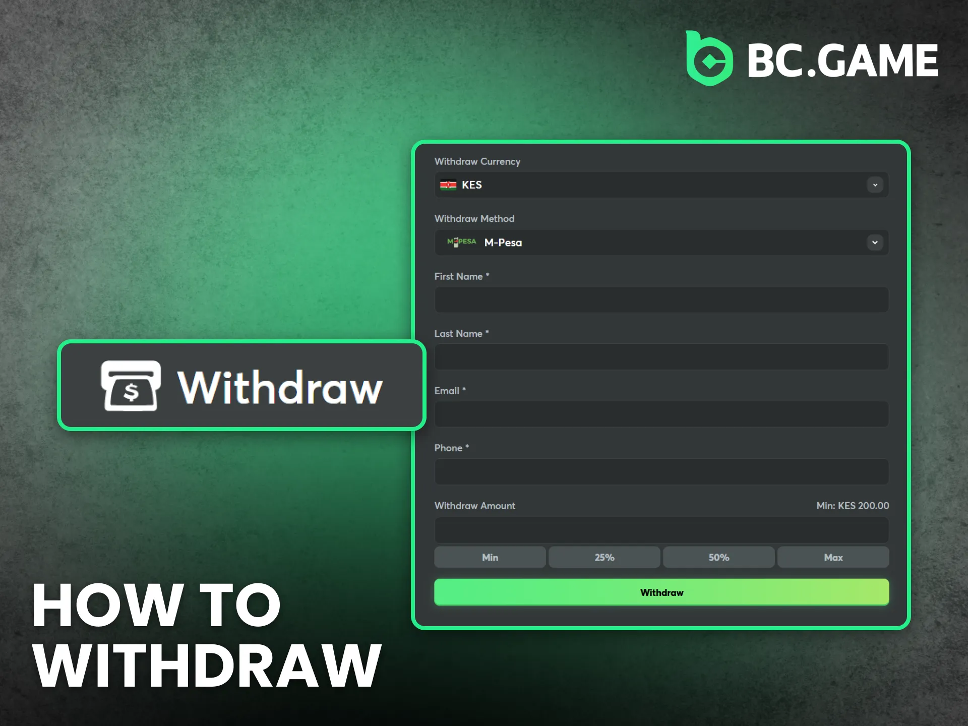 Kenya bettors withdraw funds easily using trusted BC Game methods.