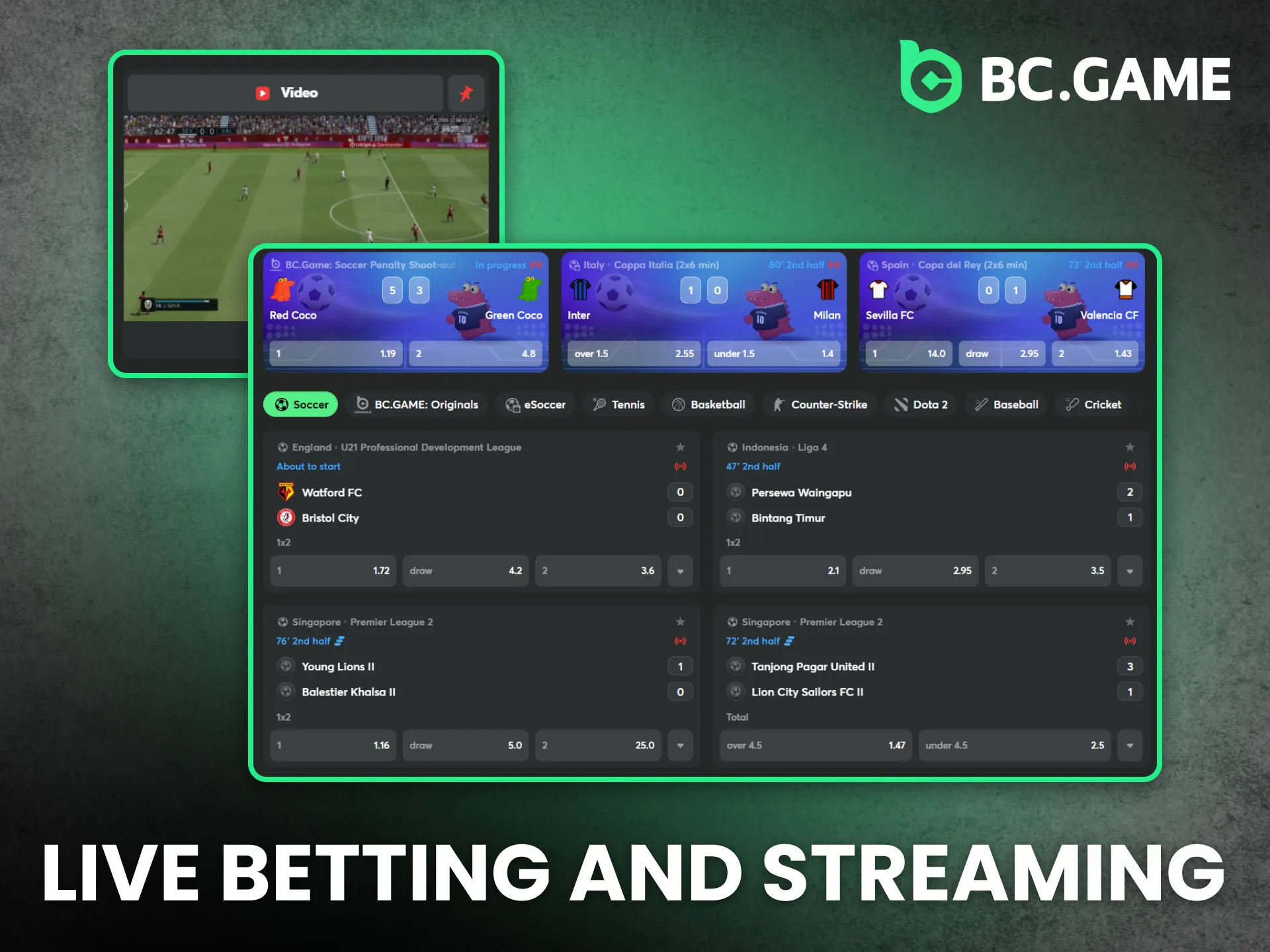 Live betting and streaming features on BC Game attract many Kenya fans.