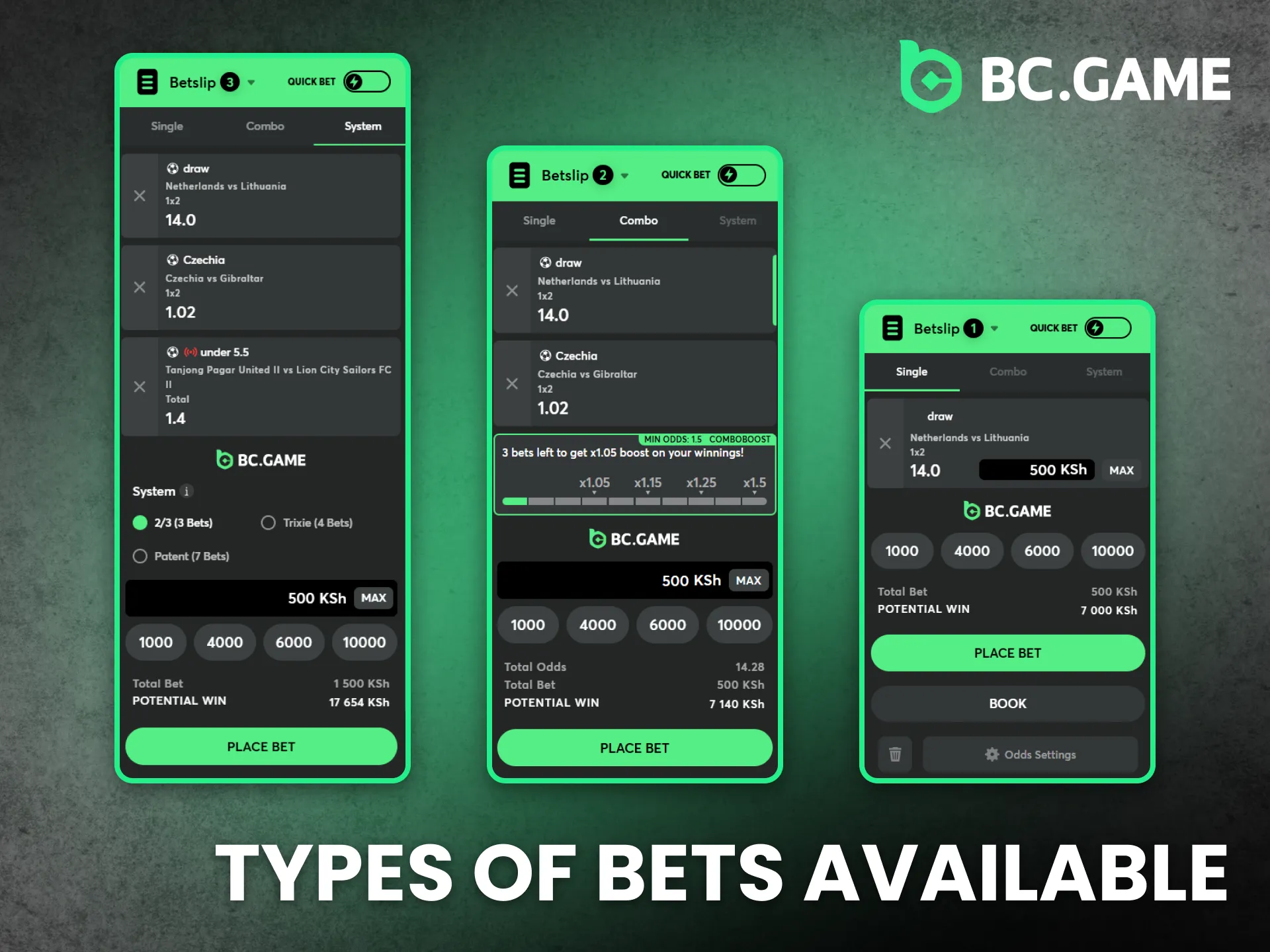 Many wager types are available on BC Game for diverse user needs.