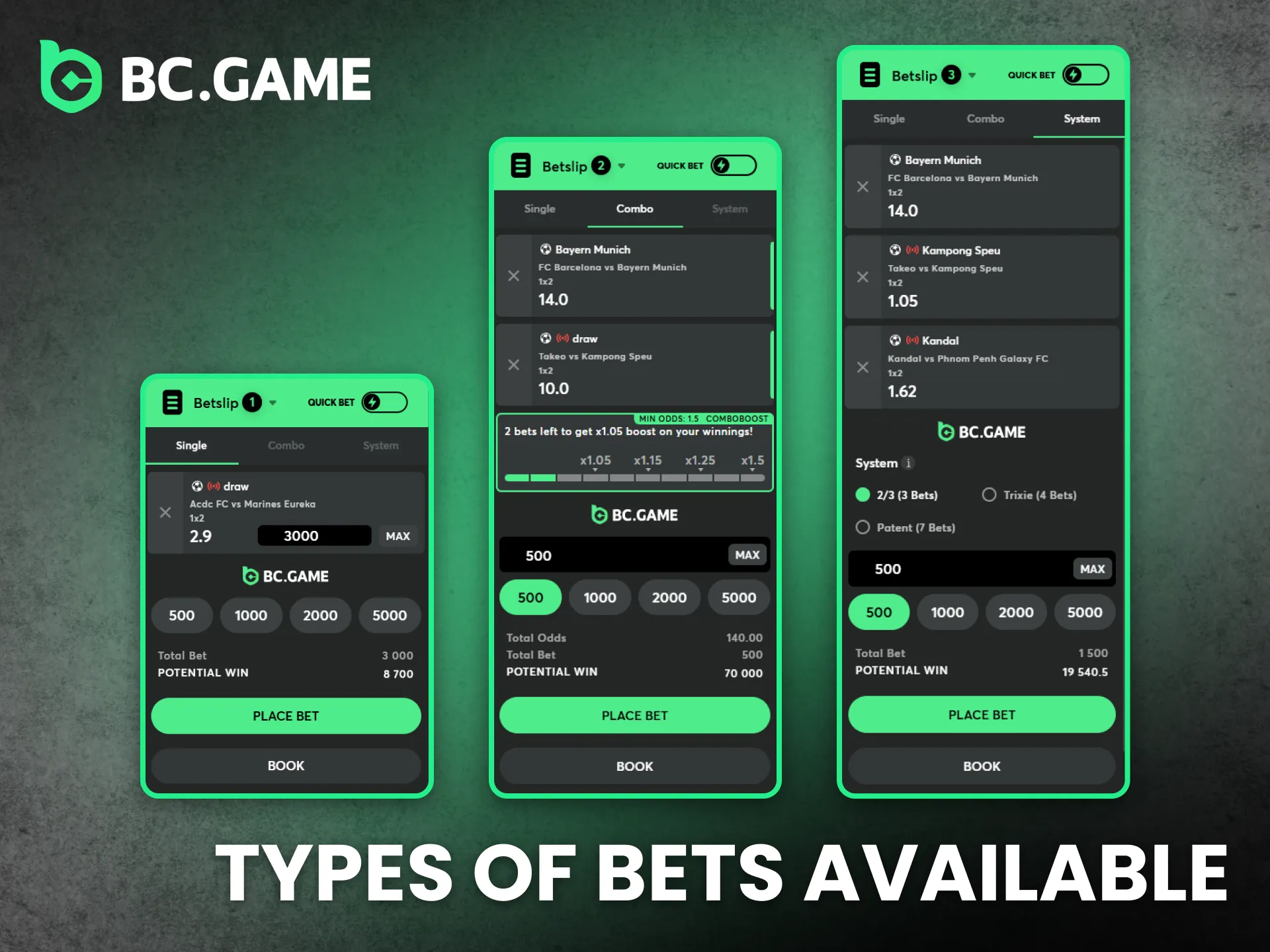 Experience diverse betting types available at BC Game South Africa.