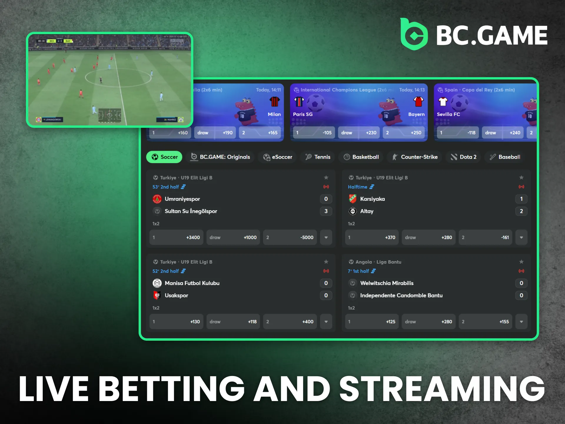 Live wagering and streams run reliably on the BC Game platform.