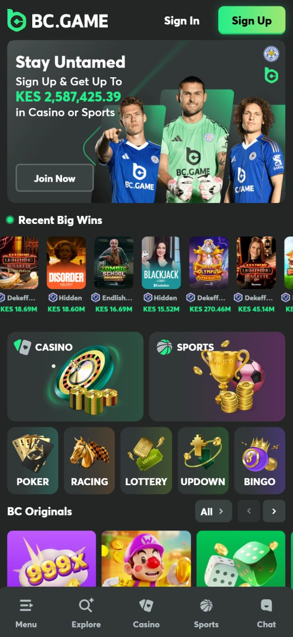 Visit the BC Game website to begin the download app process.