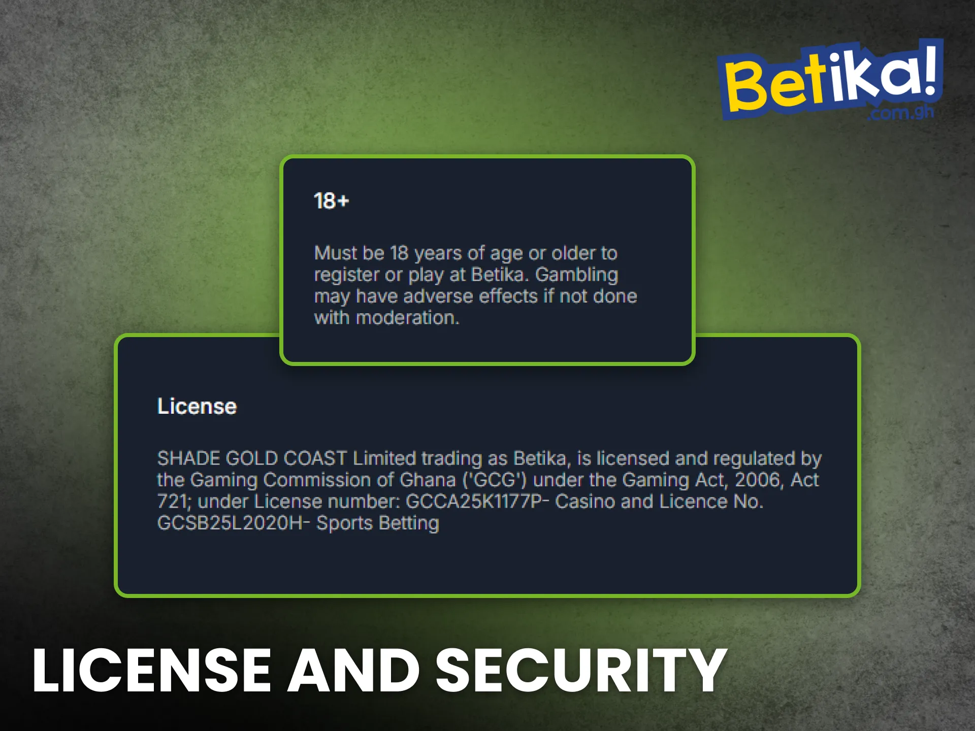 Betika ensures licensed and secure betting services for all Ghanaian users.