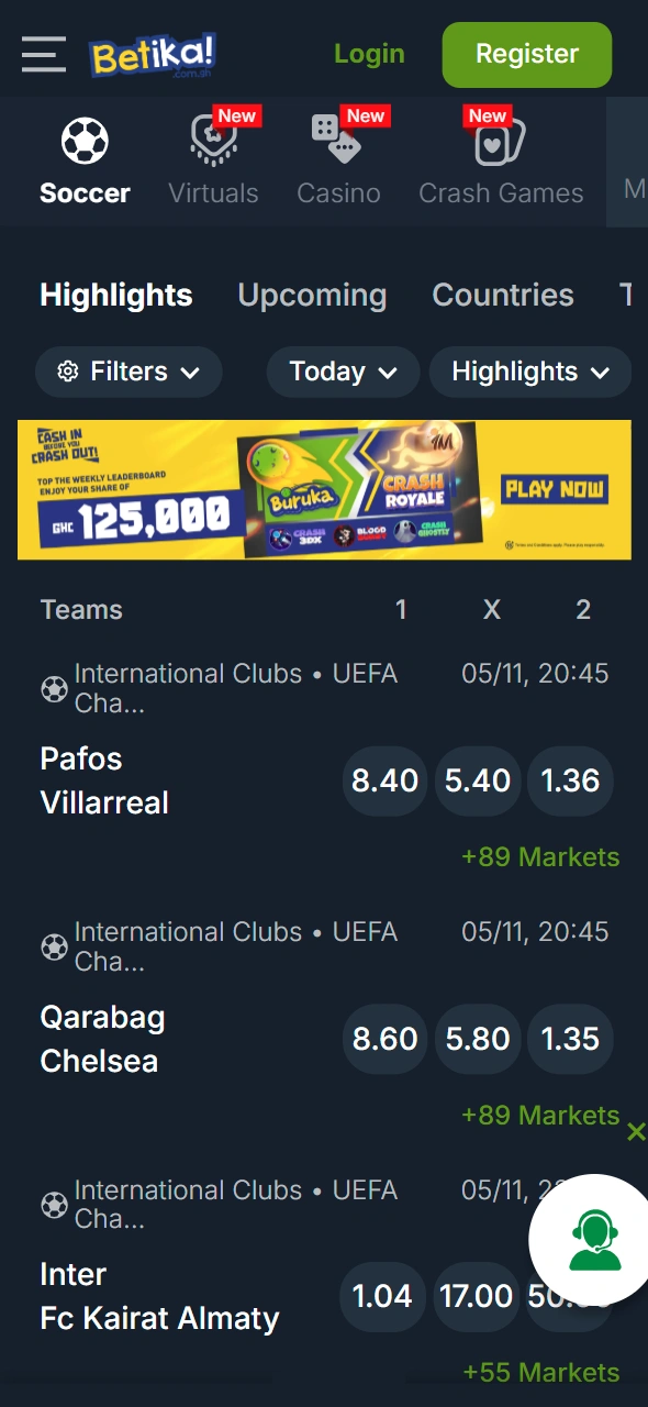 Access your Betika Ghana account using the website or app.