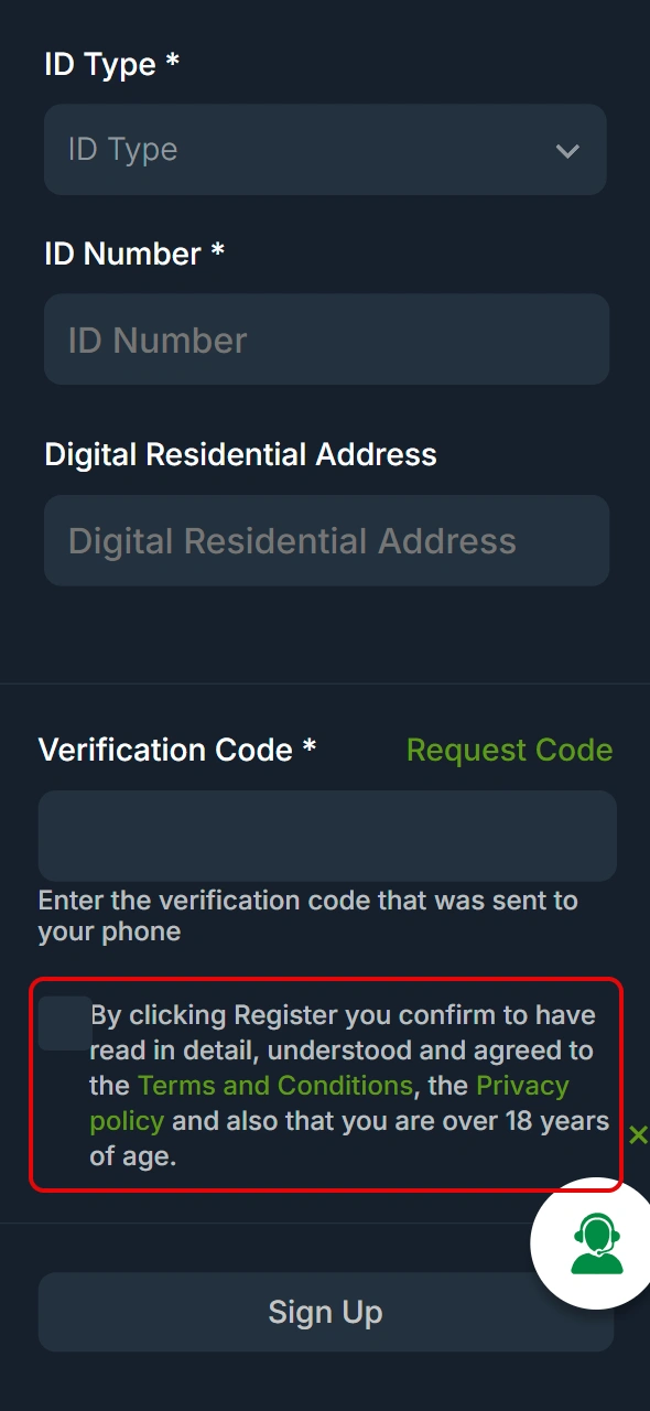 Agree to Betika Ghana terms and conditions to register.