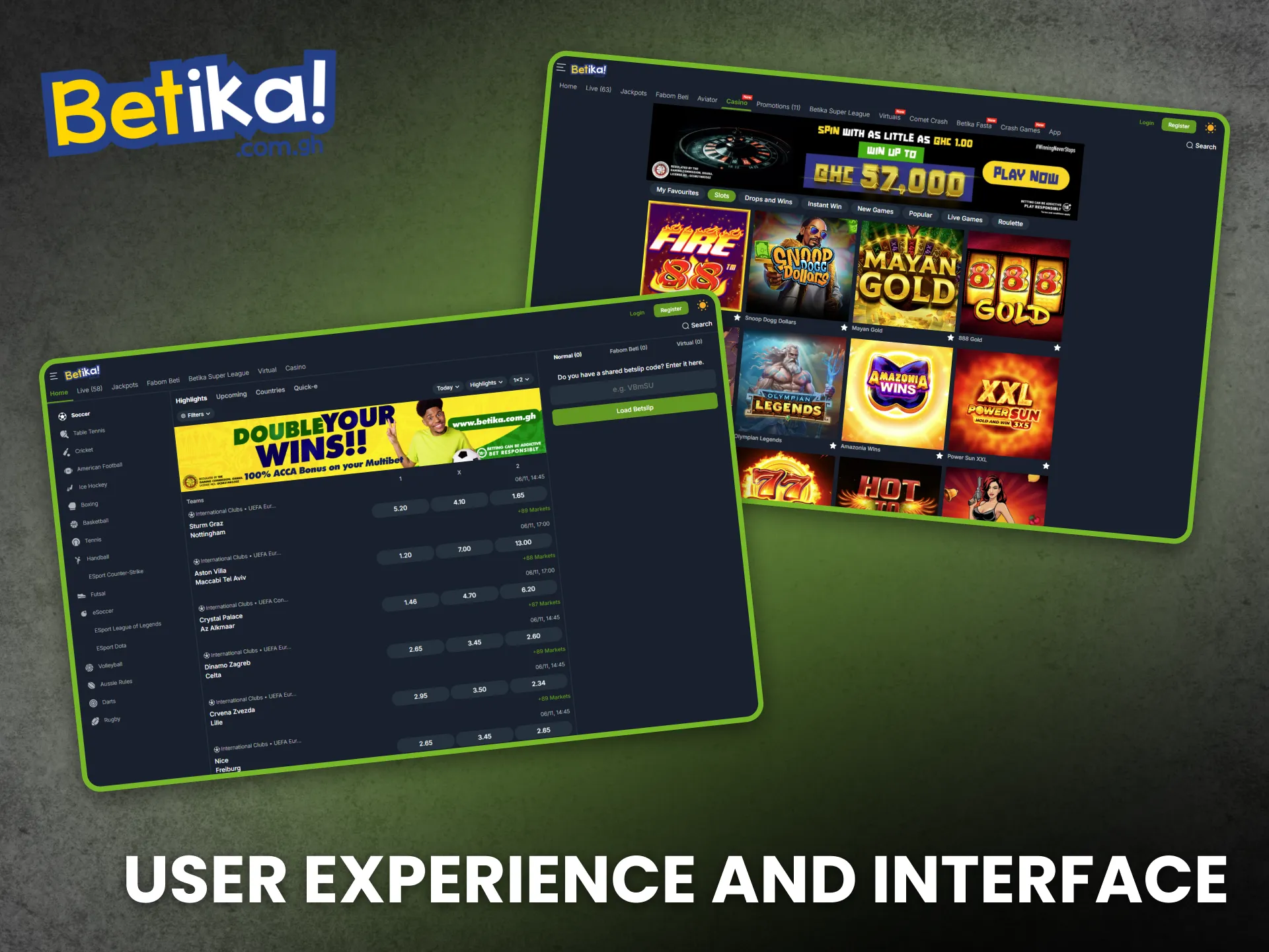 Betika Ghana features an intuitive interface for effortless navigation.
