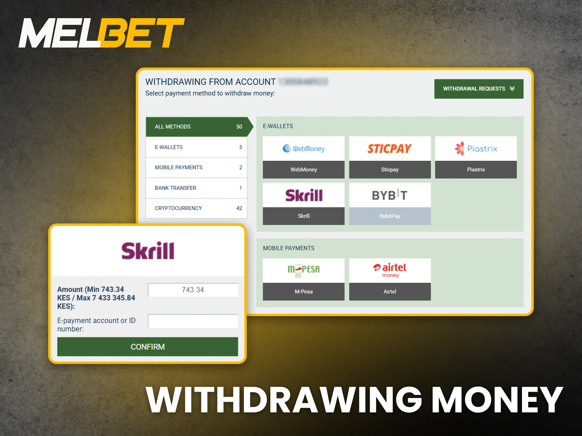 Withdraw your winnings safely and quickly through Melbet services.