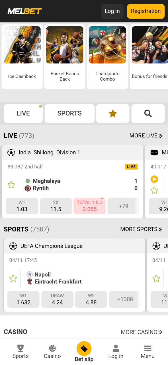 Go to the site to download the Melbet app for Android.