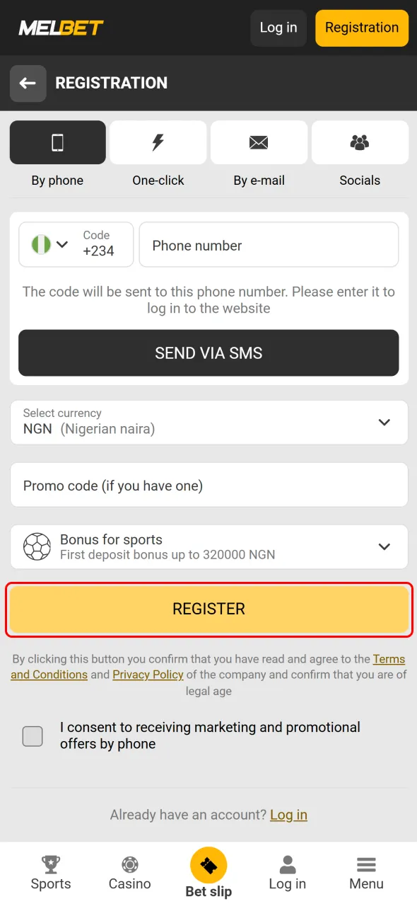 Complete registration at Melbet Nigeria for full access to games.