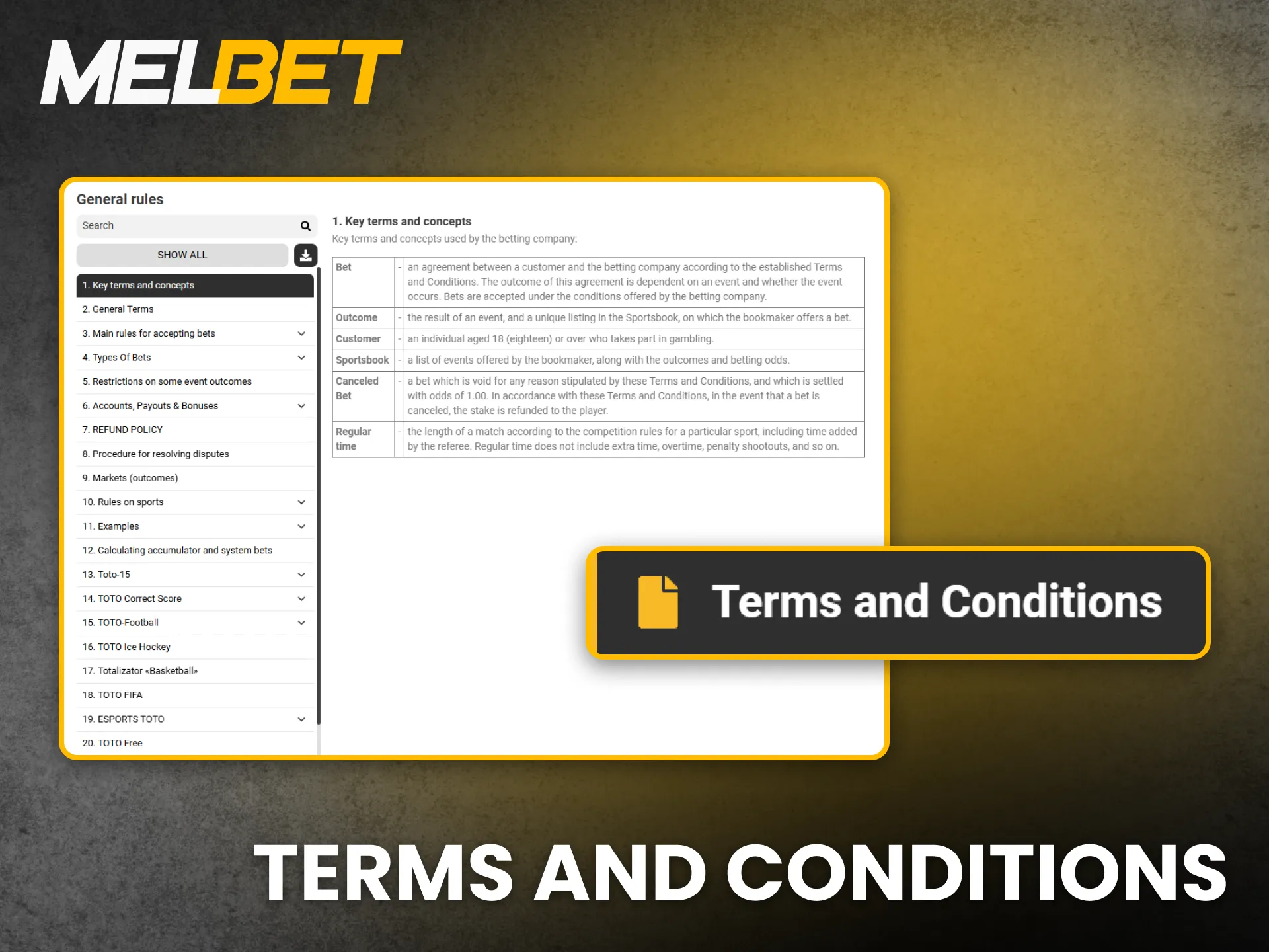 Terms and conditions explained simply for all Melbet Nigeria users.