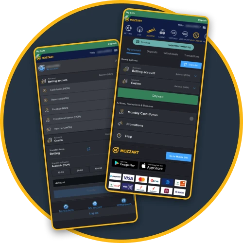 Manage your account easily in the MozzartBet app.