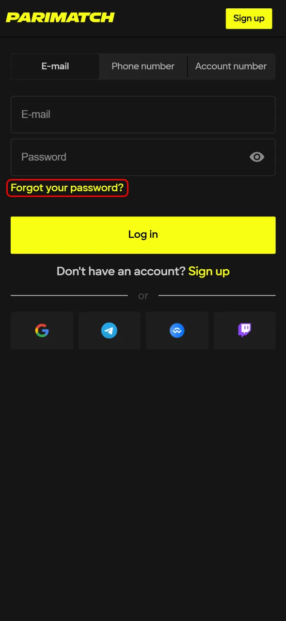 Recover forgotten credentials quickly with the Parimatch password reset option.